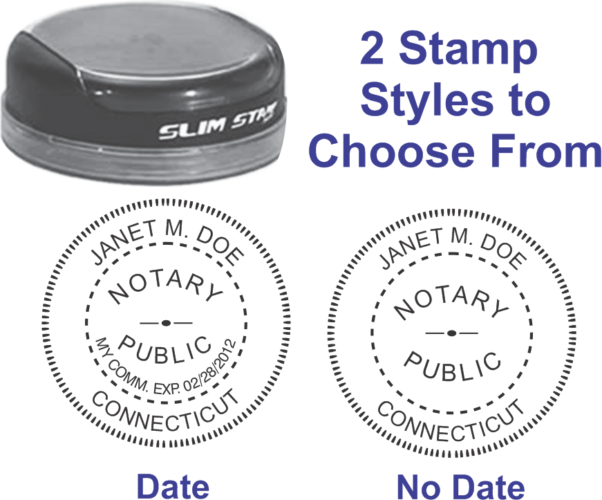 CONNECTICUT TRAVEL STYLE ROUND NOTARY STAMP